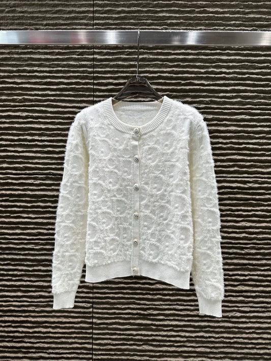 25fw Dark pattern jacquard full letter cardigan