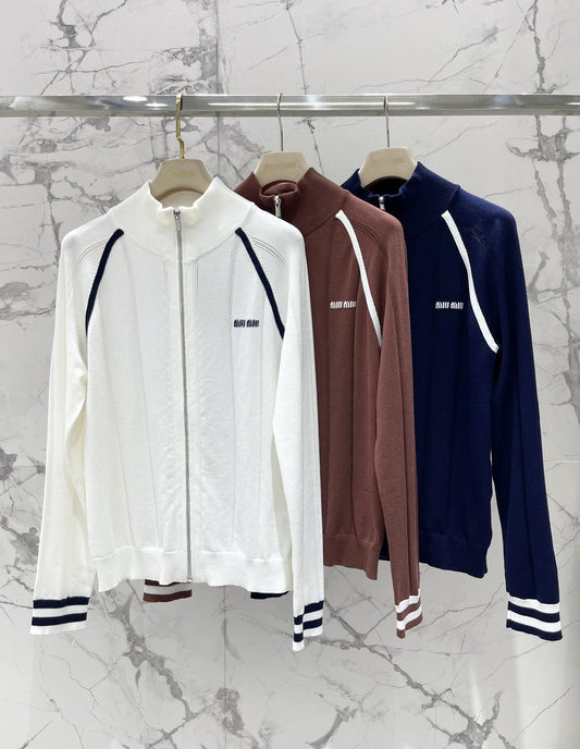 25 Early Autumn New Knitted Long Sleeve Zipper Jacket