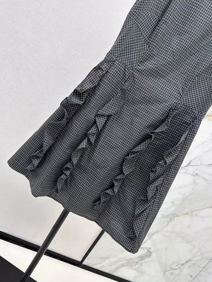 2025 new product Plaid lace vest skirt