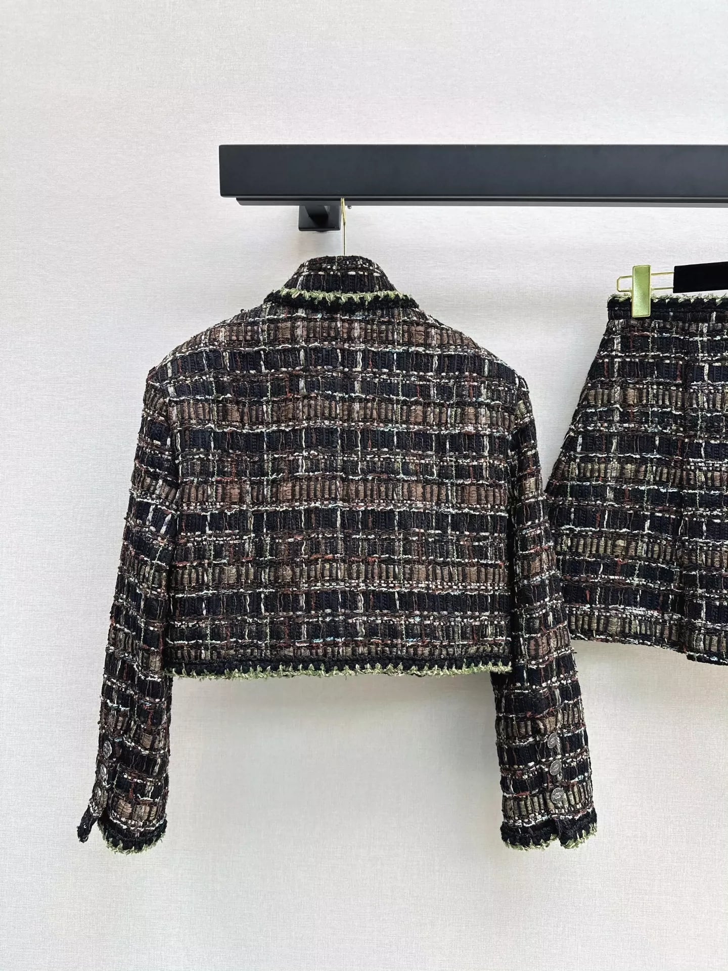 25fw new stand collar woven jacket and skirt suit
