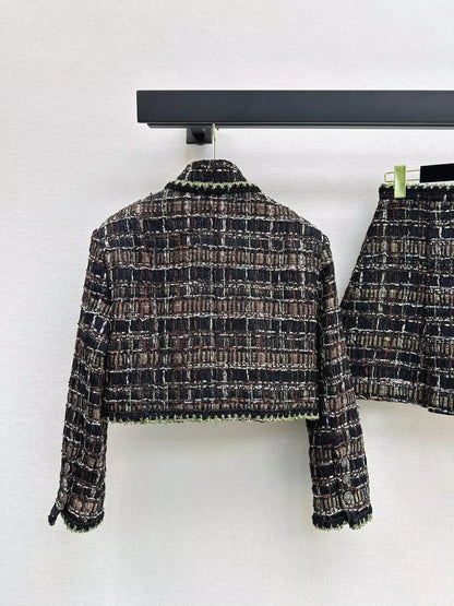 25fw new stand collar woven jacket and skirt suit