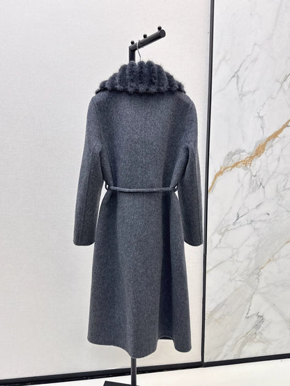 25fw Fake two mink big collar coats