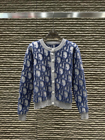 25fw Dark pattern jacquard full letter cardigan