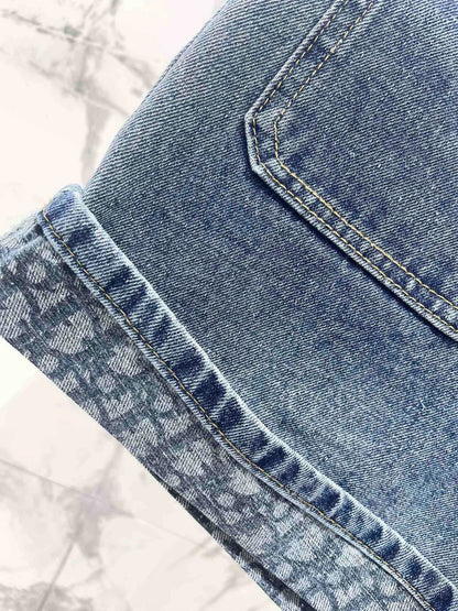 25 new old flower curled denim shorts