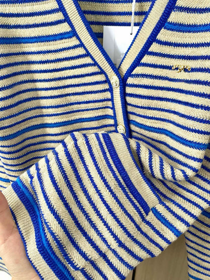 25 Blue and white striped cardigan