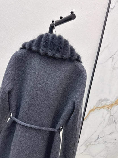 25fw Fake two mink big collar coats