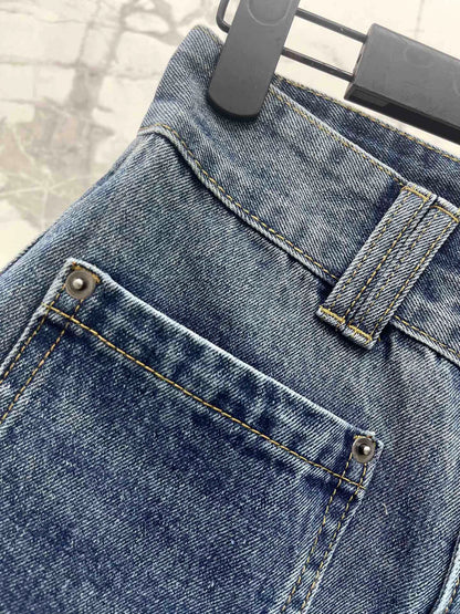 25 new old flower curled denim shorts
