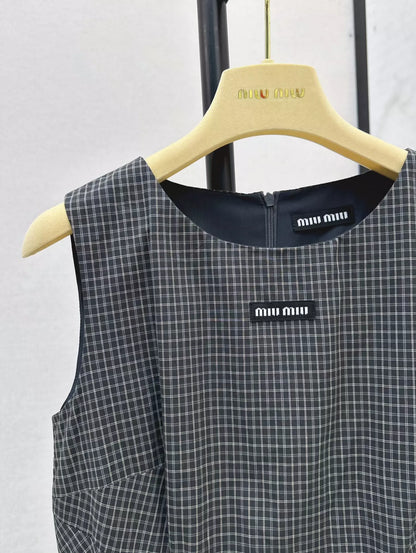 2025 new product Plaid lace vest skirt