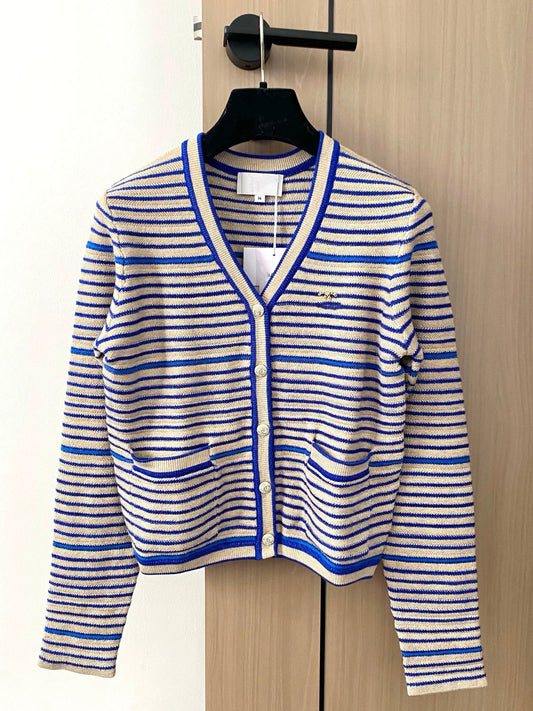25 Blue and white striped cardigan