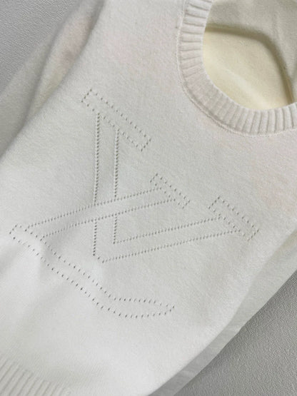 25fw Hollow letter pit striped sweater