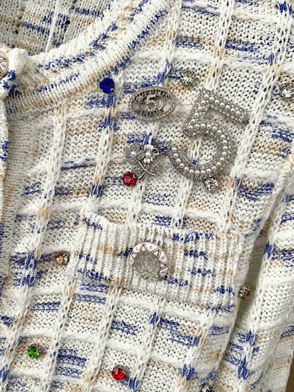 25 Number 5 logo Cardigan (white/gray/red)