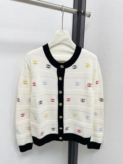 25fw Colorful Embroidered Knitted Cardigan