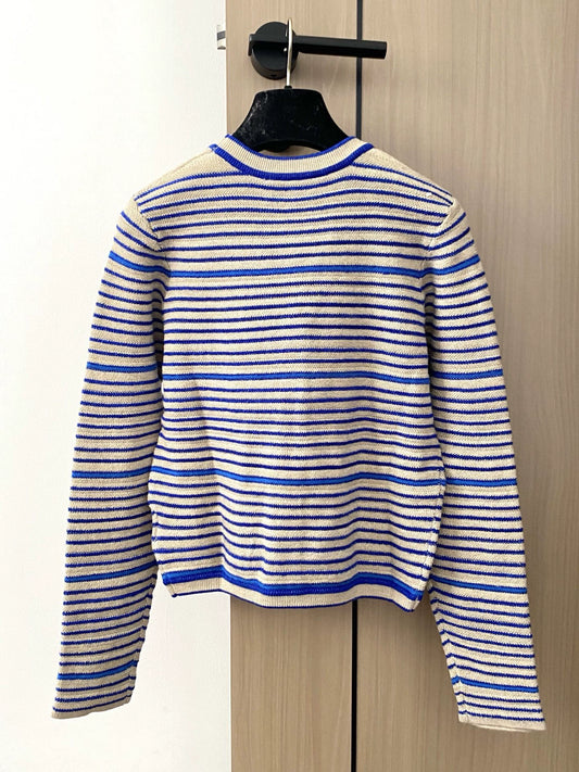 25 Blue and white striped cardigan