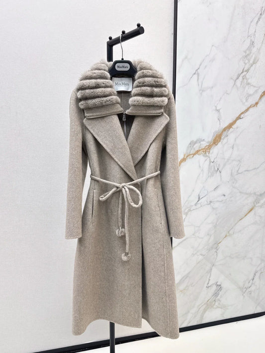 25fw Fake two mink big collar coats