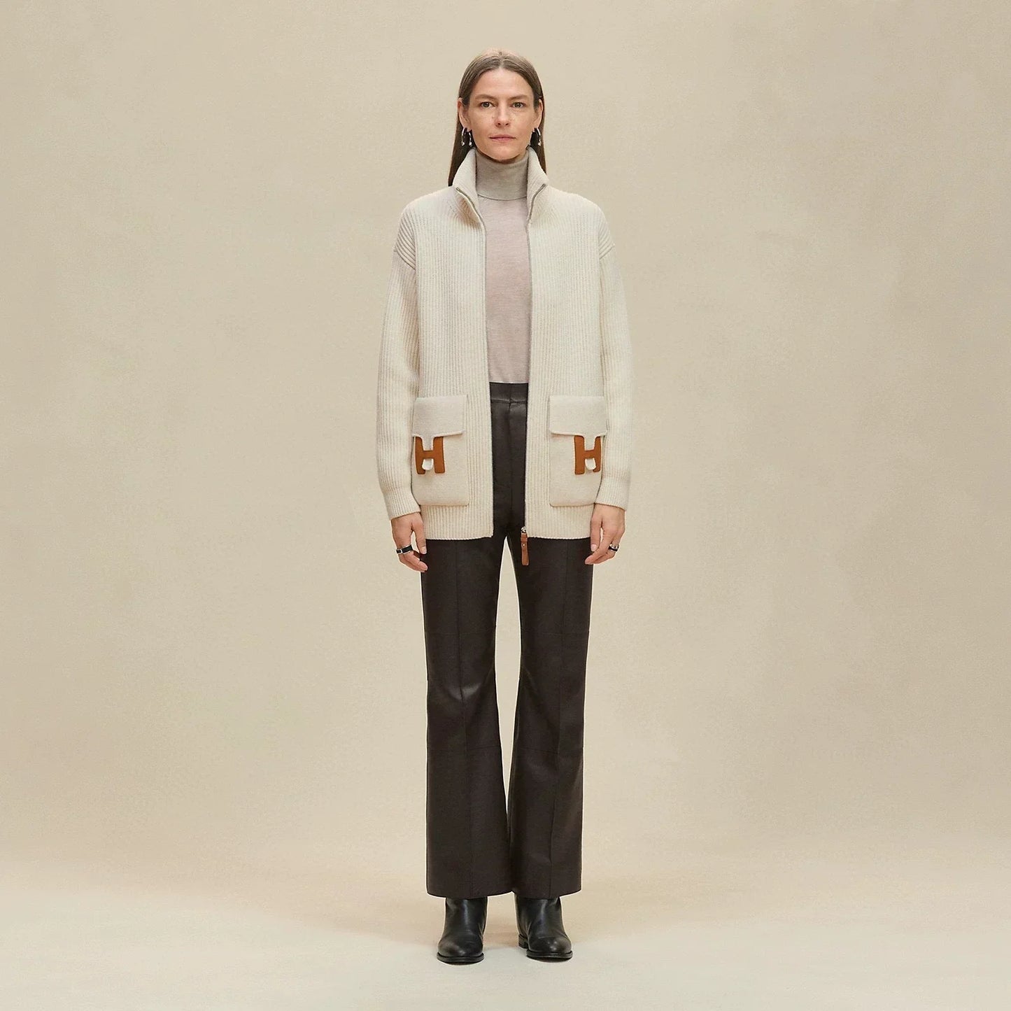 25fw new cashmere knitted zipper jacket