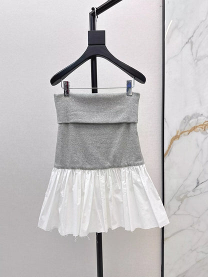 Classic Designed Patchwork Bustier Dress