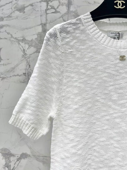 2025 new product Embroidered knitted short sleeves