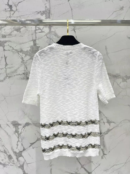 2025 new product Embroidered knitted short sleeves