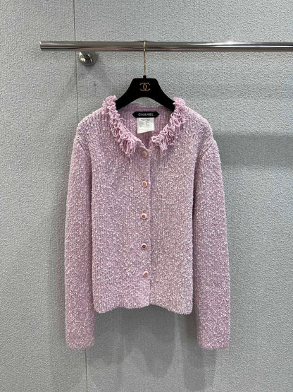 25fw Tassel collar dopamine knit cardigan