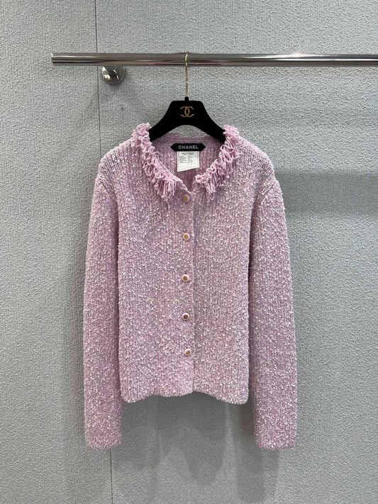 25fw Tassel collar dopamine knit cardigan