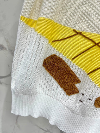 2025 new product Embroidered knitted short sleeves