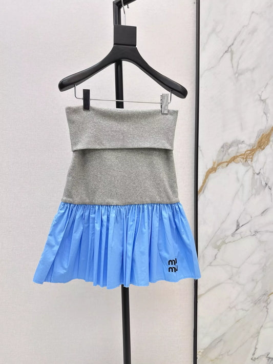 Classic Designed Patchwork Bustier Dress