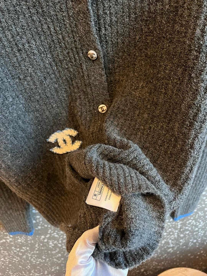 25fw Grey blue high neck cardigan（Medieval Series）