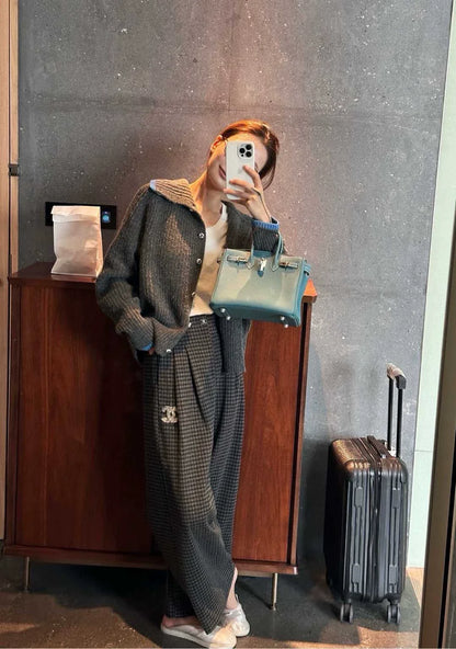 25fw Grey blue high neck cardigan（Medieval Series）