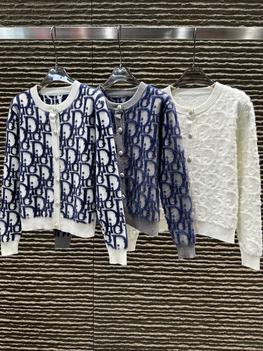 25fw Dark pattern jacquard full letter cardigan