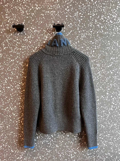 25fw Grey blue high neck cardigan（Medieval Series）
