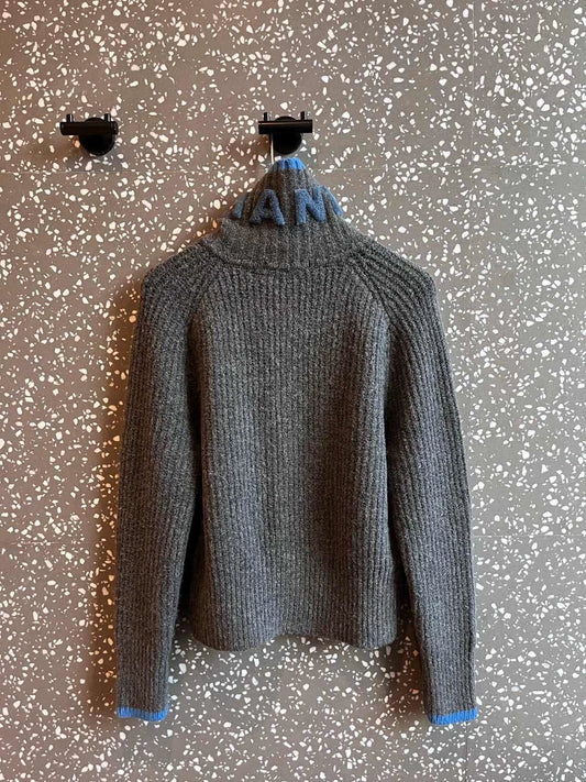 25fw Grey blue high neck cardigan（Medieval Series）