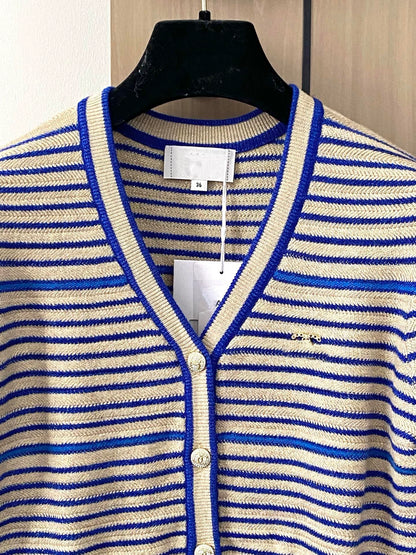 25 Blue and white striped cardigan