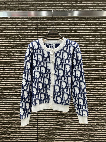25fw Dark pattern jacquard full letter cardigan