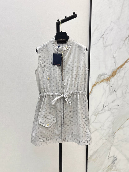 New Arrival Zippered Printed Vest Dress