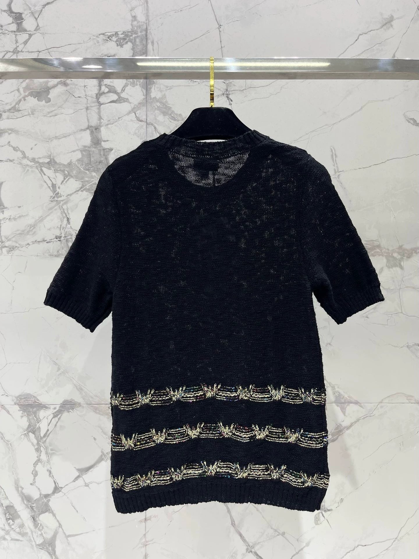 2025 new product Embroidered knitted short sleeves