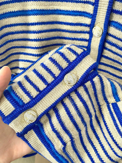25 Blue and white striped cardigan