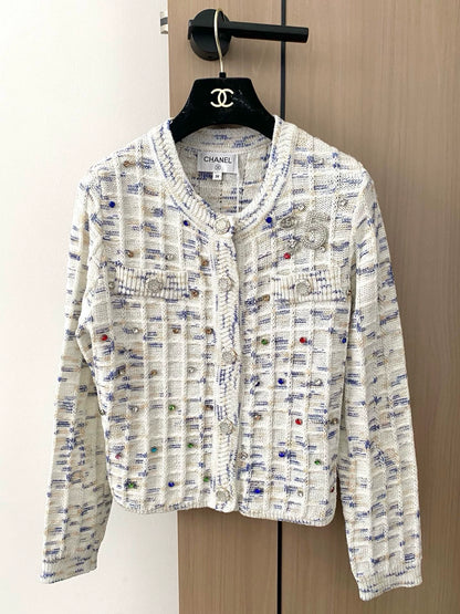 25 Number 5 logo Cardigan (white/gray/red)