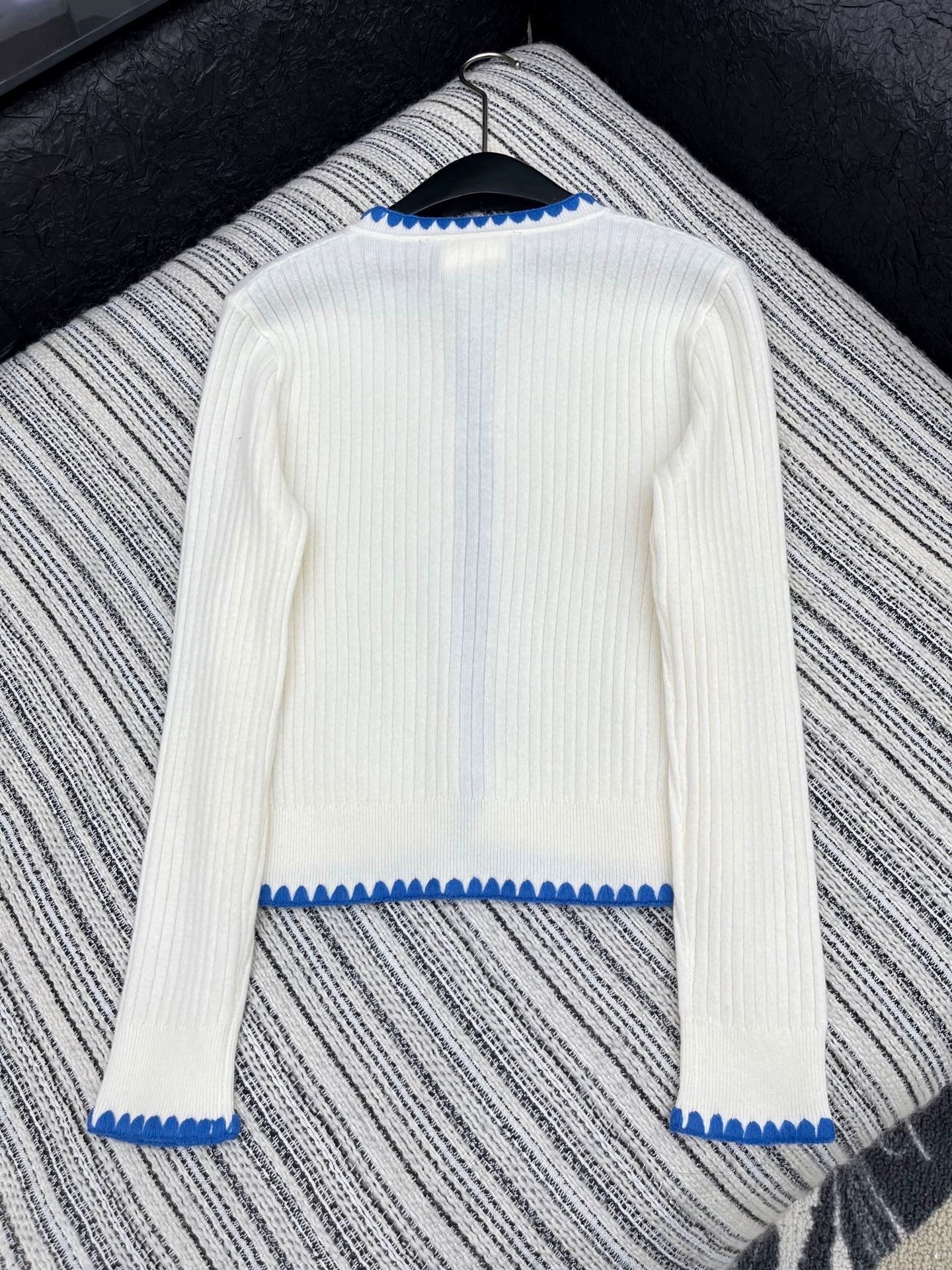 25fw Color blocking hook edge round neck jacket