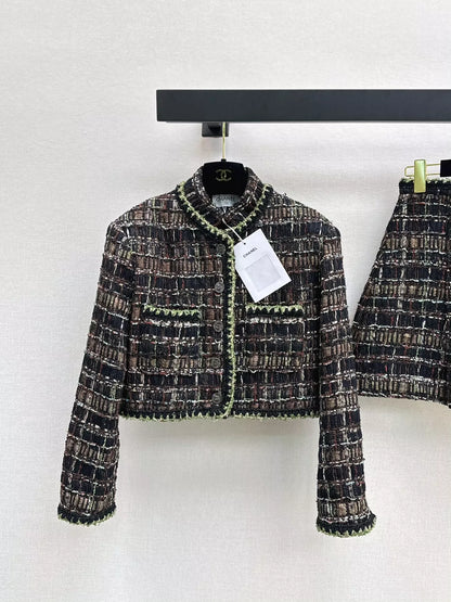 25fw new stand collar woven jacket and skirt suit