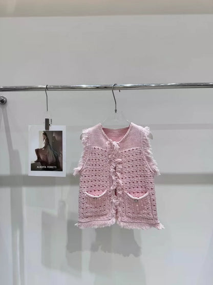 25 New knitted vest (gray, pink)