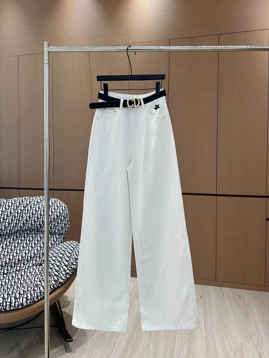 25 embroidered straight jeans (with belt)