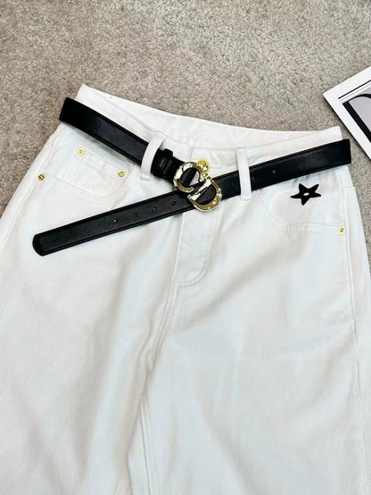 25 embroidered straight jeans (with belt)