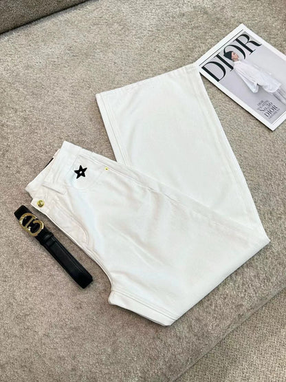 25 embroidered straight jeans (with belt)