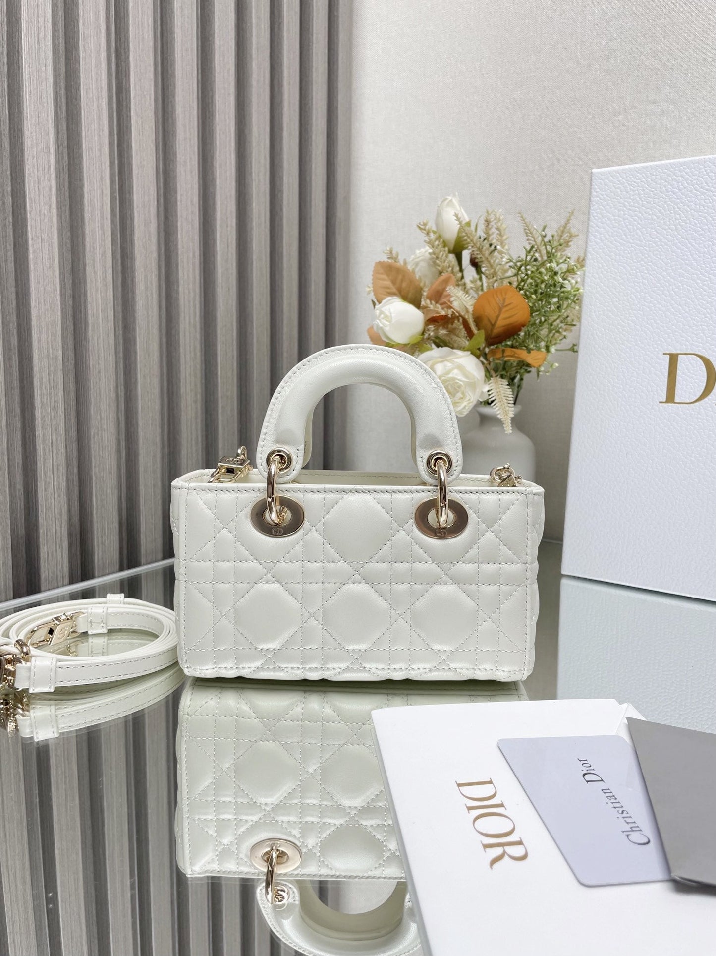 Micro / Small / Medium Lady D-Joy Bag Latte Cannage Lambskin