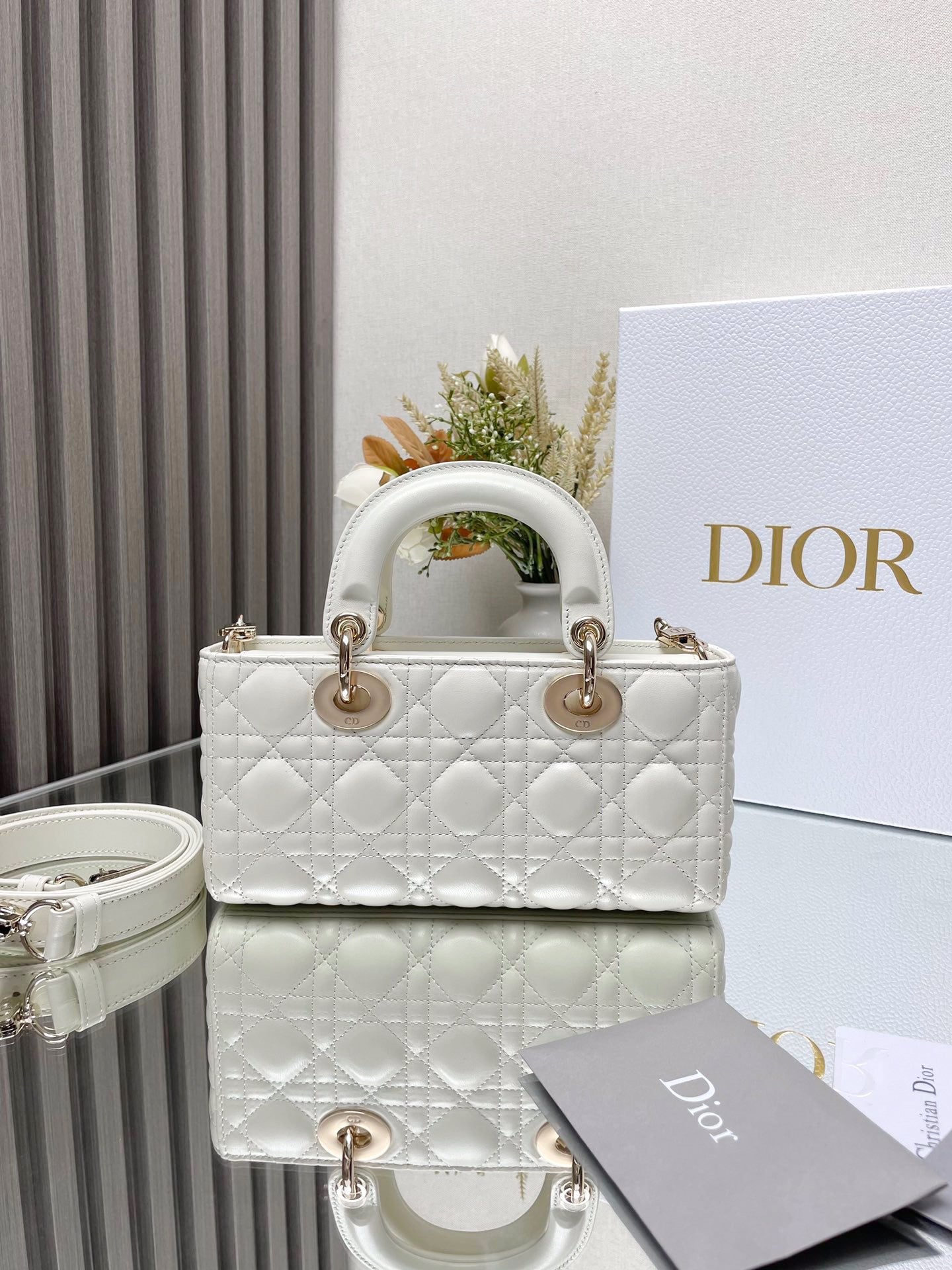 Micro / Small / Medium Lady D-Joy Bag Latte Cannage Lambskin