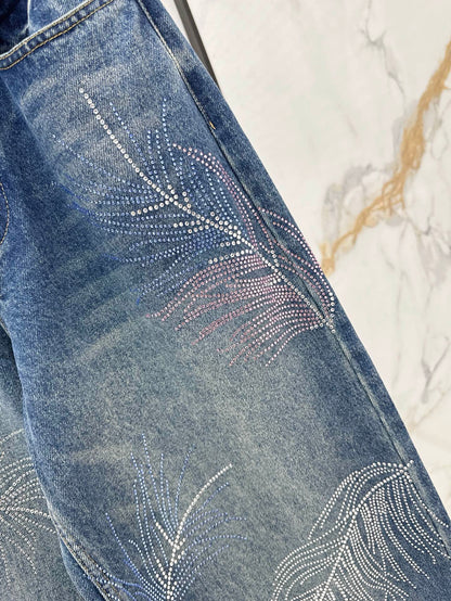 25ss rhinestone jeans