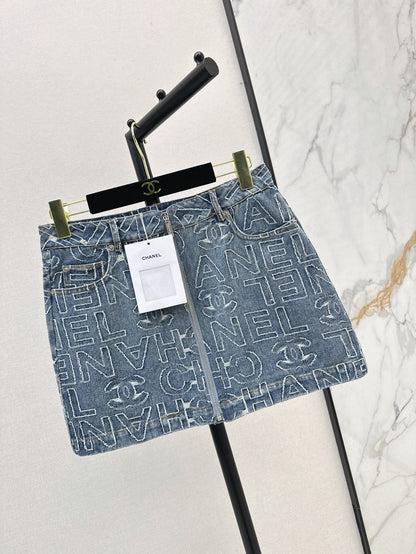 25ss embroidered denim SKIRT