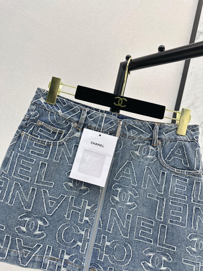 25ss embroidered denim SKIRT