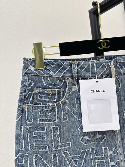 25ss embroidered denim SKIRT