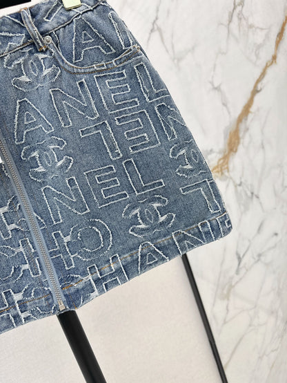 25ss embroidered denim SKIRT